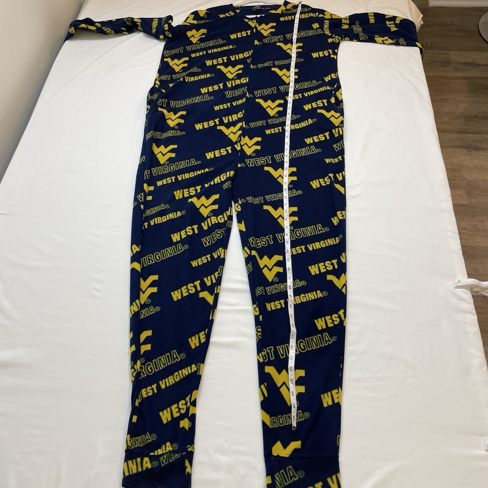 Sideline West Virginia Mountaineers WVU One Piece Union Suit Pajamas Large - Picture 6 of 8